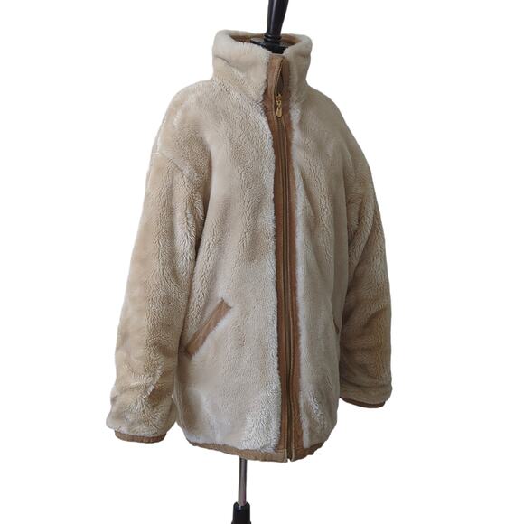 Winlit Vintage Brown Suede Leather Reversible Faux Fur Jacket Oversize Medium - Picture 5 of 12